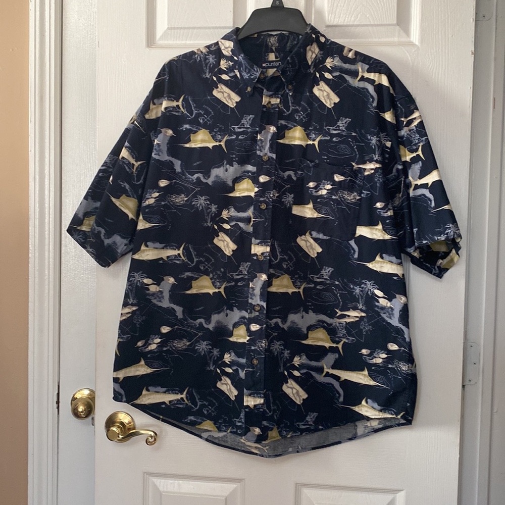 Mens Hawaiian Fishes Fish Print Short Sleeve Shirt